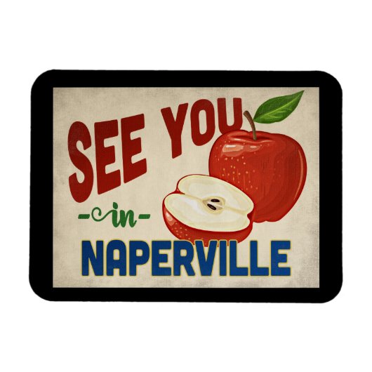 Naperville Illinois Apple - Vintage Travel Magneet (Horizontaal)