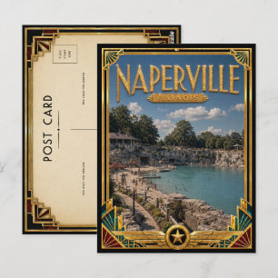 Naperville Illinois Vintage Art Deco Gouden Tijdpe Briefkaart