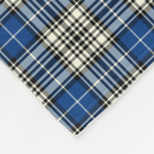 Napier Clan Royal Blue, Black en White Tartan Fleece Deken
