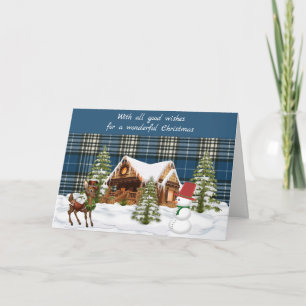 Napier Modern Tartan Kerstmis Feestdagen Kaart