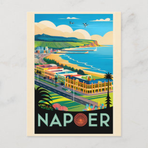 Napier Nieuw-Zeeland Retro Reisposter Kunst Feestdagenkaart
