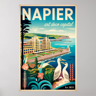 Napier Nieuw-Zeeland Retro Reisposter Kunst Poster