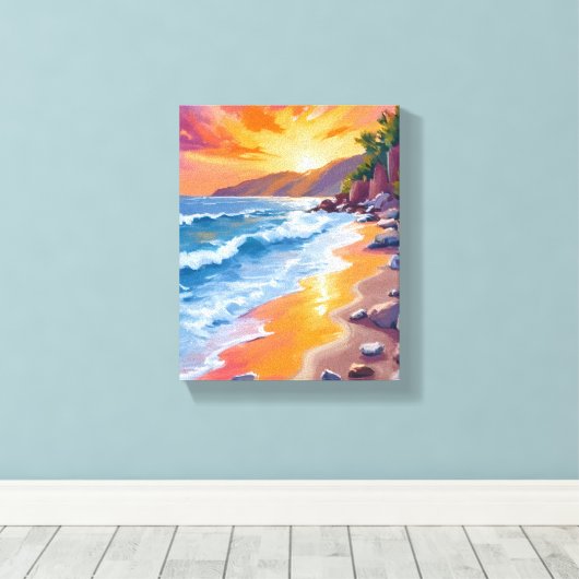 Napili Bay Sunset Maui Hawaii Schilderij Canvas Afdruk (Insitu (Houten vloer))