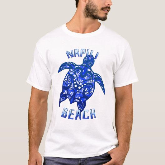 Napili Beach Hawaii Vacation Tribal Turtle T-shirt (Voorkant)