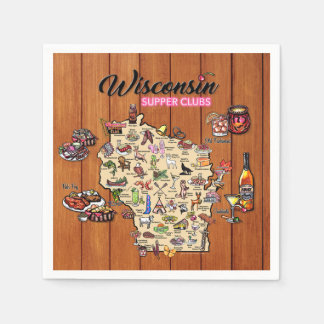 Napkin - Wisconsin Supper Club Map - reeks 1 Servet