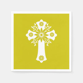 Napkins Floral Cross Yellow Servet
