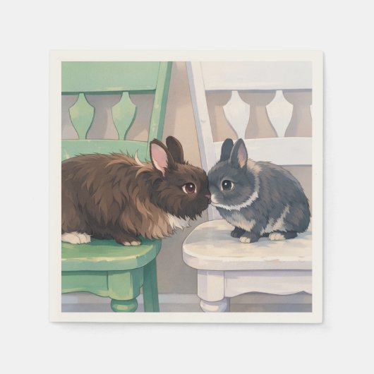 Napkins (Qty 50) Two Rabbits Servet (Voorkant)
