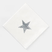 Napkins - Silver Glitter Star Servet (Hoek)