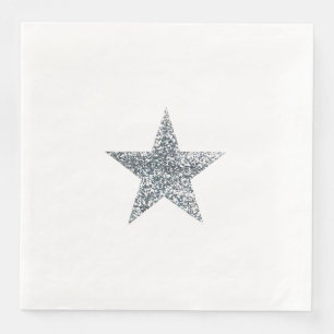 Napkins - Silver Glitter Star Servet