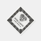Napkins Wedding Steampunk Wedding Hearts Cogs Servet (Hoek)