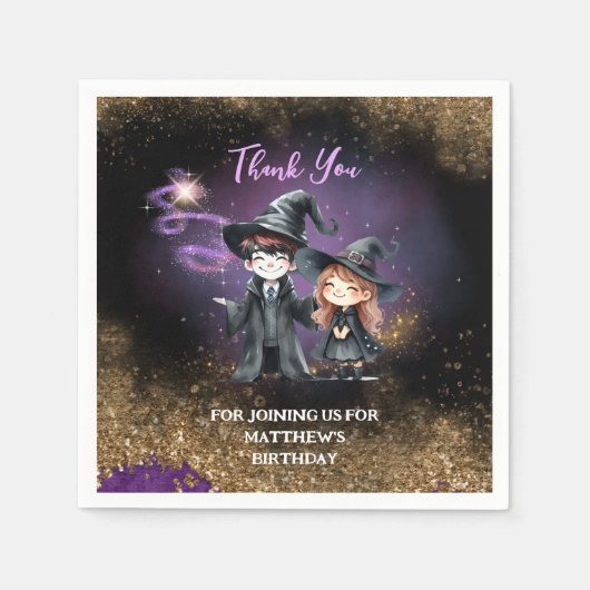 NAPKINS Wizards en heksen Custom Verjaardagsfeest Servet (Voorkant)