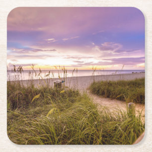 Naples Beach Florida Vierkante Kartonnen Onderzetter