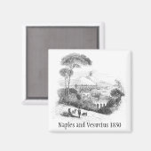 Naples et volcan Vésuve 1850 Magnet (Recto/Verso)