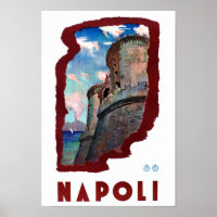 Naples Italie Poster Vintage voyage restauré