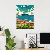Naples Italy Vintage Minimum Retro Travel Poster (Bureau à domicile)