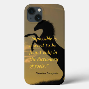 Napoleon Bonaparte krachtig citaat paard achtergro iPhone 13 Hoesje