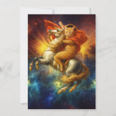 Napoleon Cat Riding Horse Through Galaxy Kaart (Achterkant)