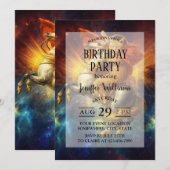 Napoleon Cat Riding Horse Through Galaxy Kaart (Voorkant / Achterkant)