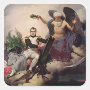 Napoleon Crowned by Time, vóór 1833 Vierkante Sticker