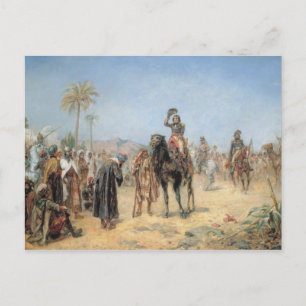 Napoleon die aankomt bij een Egyptische Oasis Briefkaart