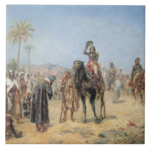 Napoleon die aankomt bij een Egyptische Oasis Tegeltje
