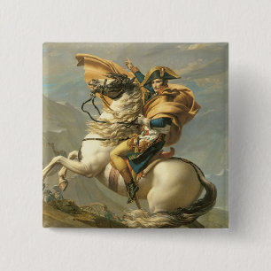 Napoleon die de Alpen oversteekt bij de Sint Berna Vierkante Button 5,1 Cm