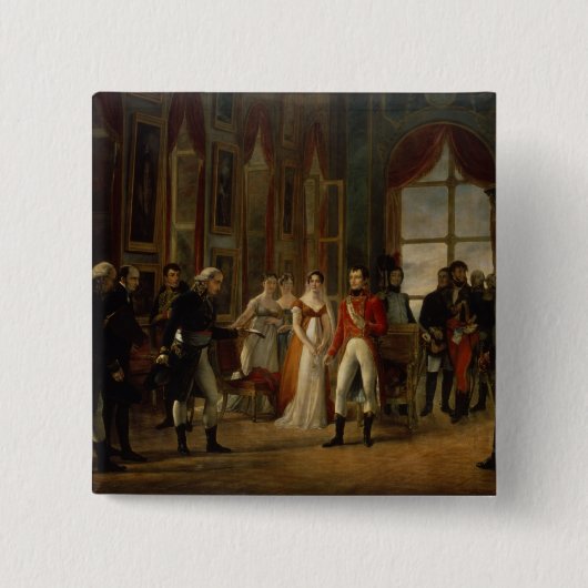 Napoleon die de senatoren ontvangt vierkante button 5,1 cm (Voorkant)