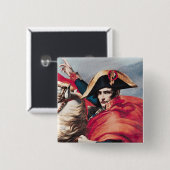 Napoleon door de Alpen Vierkante Button 5,1 Cm (Voorkant /achterkant)