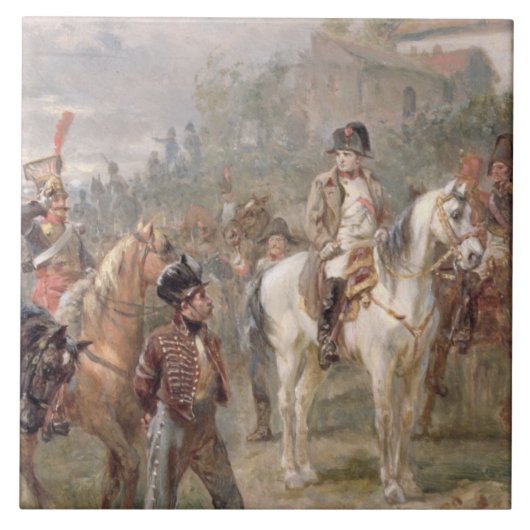 Napoleon en zijn troepen (olie op het paneel) (paa tegeltje (Voorkant)