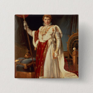Napoleon in Coronation Robes, c.1804 Vierkante Button 5,1 Cm