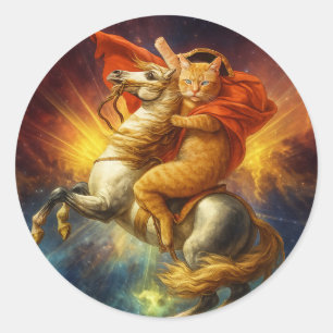 Napoleon Kat rijdt paard door de Melkweg Ronde Sticker