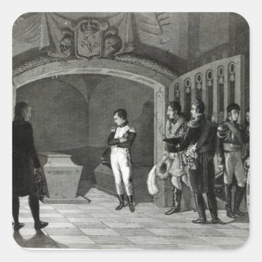 Napoleon Meditating voor de Tomb Vierkante Sticker (Voorkant)