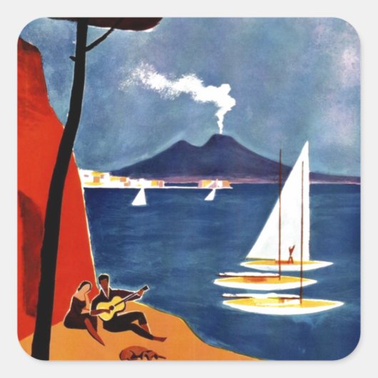  Napoli Travel Love Romance Vierkante Sticker (Voorkant)