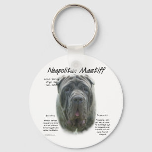Napolitaanse Mastiff (grijs) Geschiedenis Ontwerp Sleutelhanger