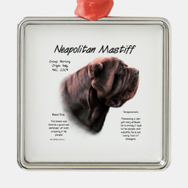 Napolitaanse Mastiff (mahonie) Geschiedenis Ontwer Metalen Ornament