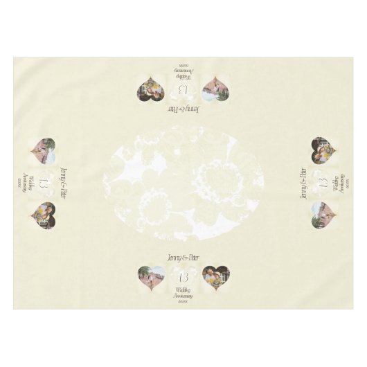 Nappe 13e anniversaire 2 Photos Lin à dentelle (Devant (Horizontal))