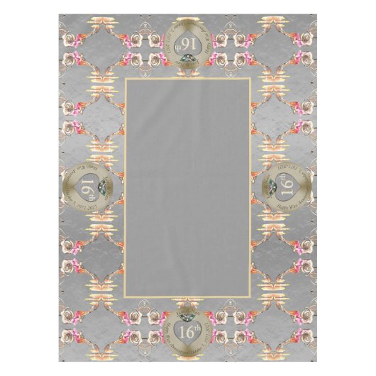 Nappe 16e anniversaire du Mariage Bougies et fleur de St (Devant)