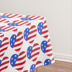 Nappe 4 juillet USA Patriotic Stars Stripes Heart Print