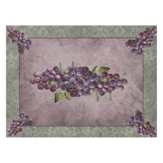 Nappe 52x70 Raisins avec fond floral (Devant (Horizontal))