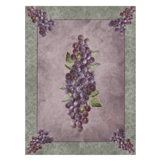 Nappe 52x70 Raisins avec fond floral (Devant)