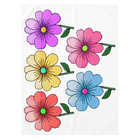 Nappe 5 Fleurs de couleur (Devant)