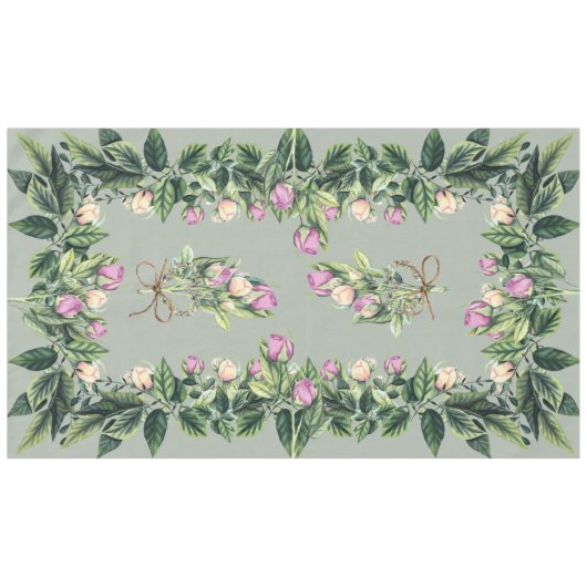 Nappe 60"x104" Tulipes sur la vigne en sage (Devant (Horizontal))