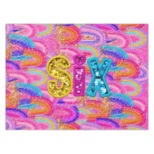Nappe 6e anniversaire Bright Rainbow Gold Parties scinti (Devant (Horizontal))