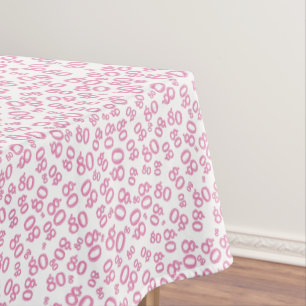 Nappe 80e anniversaire Numéro de fête Motif rose et bl
