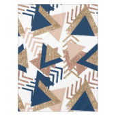 Nappe 80s Abstrait tendance | Marine et Rose Motif d'or (Devant)