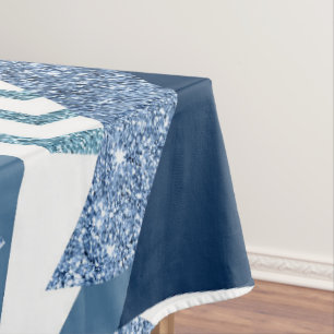 Nappe 80s Luxe Abstrait   Turquoise et bleu marine