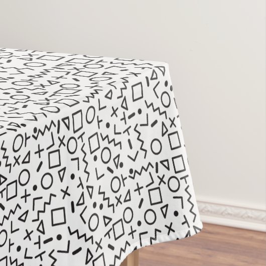 Nappe 90's Noir & Blanc Retro Shapes Motif (In Situ)