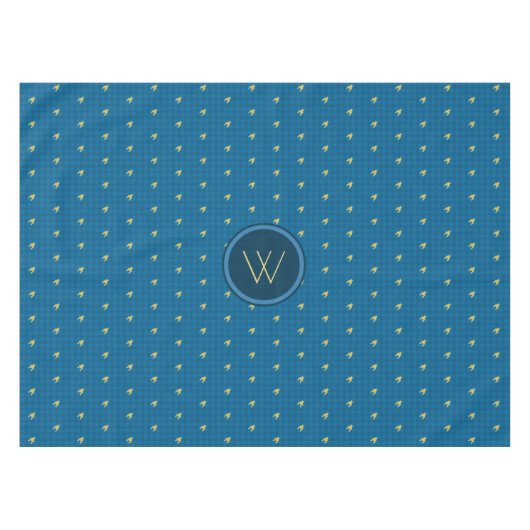 Nappe à carreaux bleu avec accent doré (Devant (Horizontal))