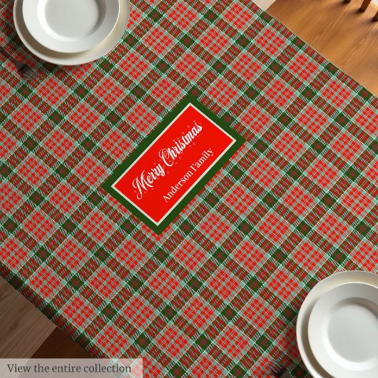 Nappe à carreaux monogrammée rouge vert chic de No