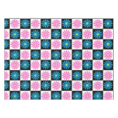 Nappe à damiers Aster bleu rose Floral Abstrait (Devant (Horizontal))